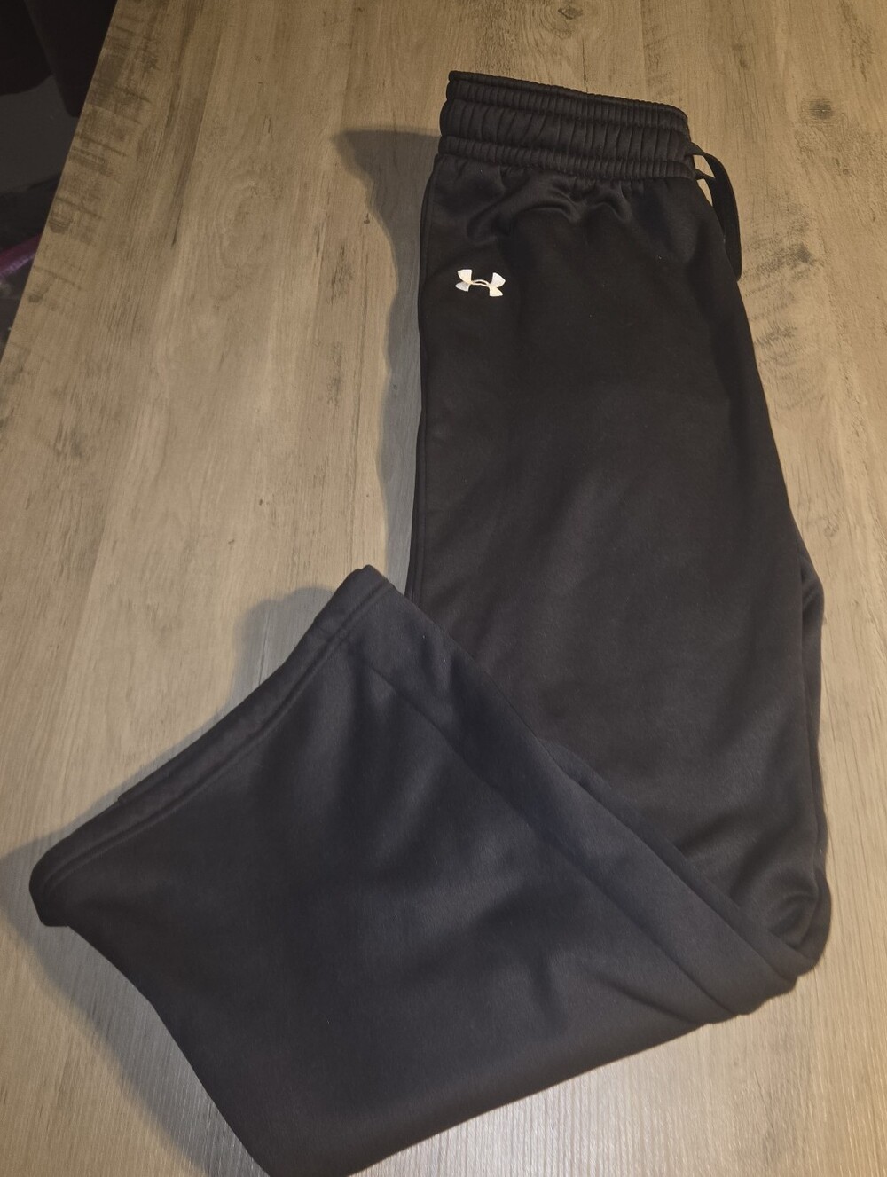 Under Armour Black Wide Leg Sweatpants with White Logo
